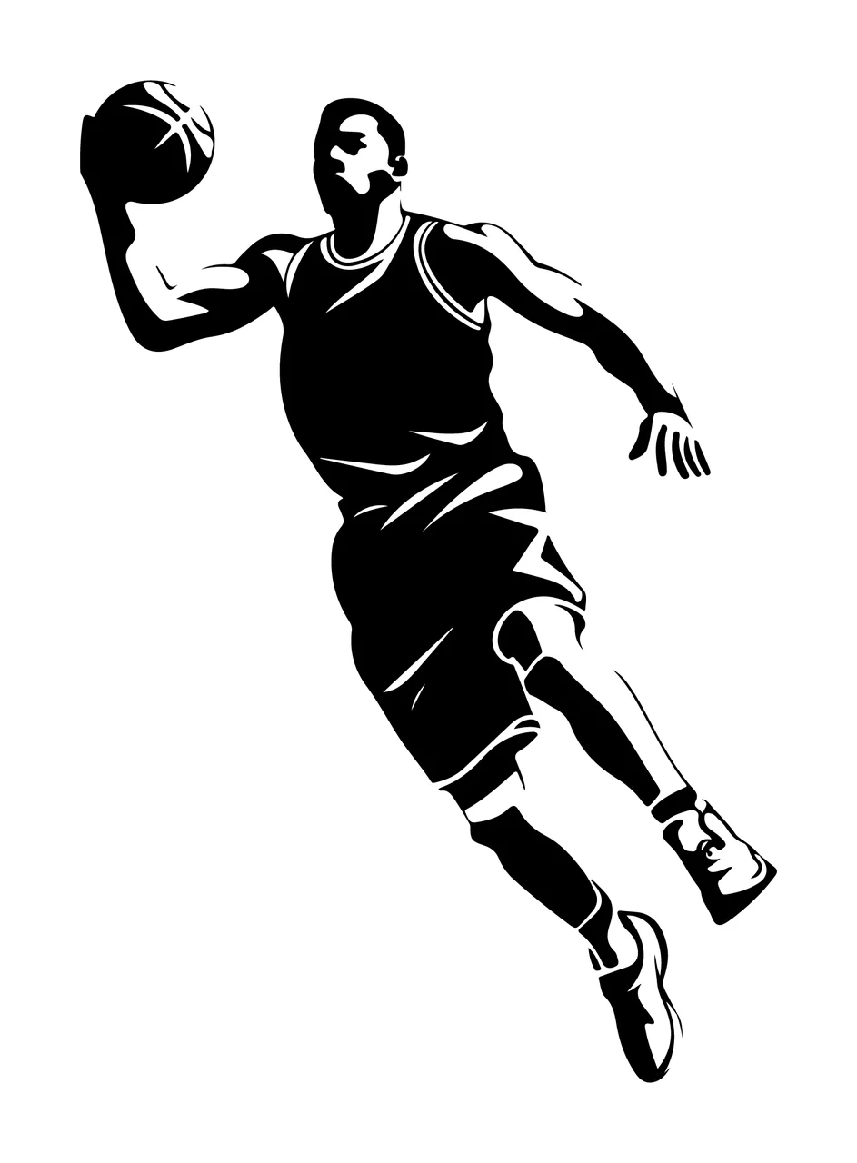 Player Basketball Jumping With Ball jersey shorts stencil black