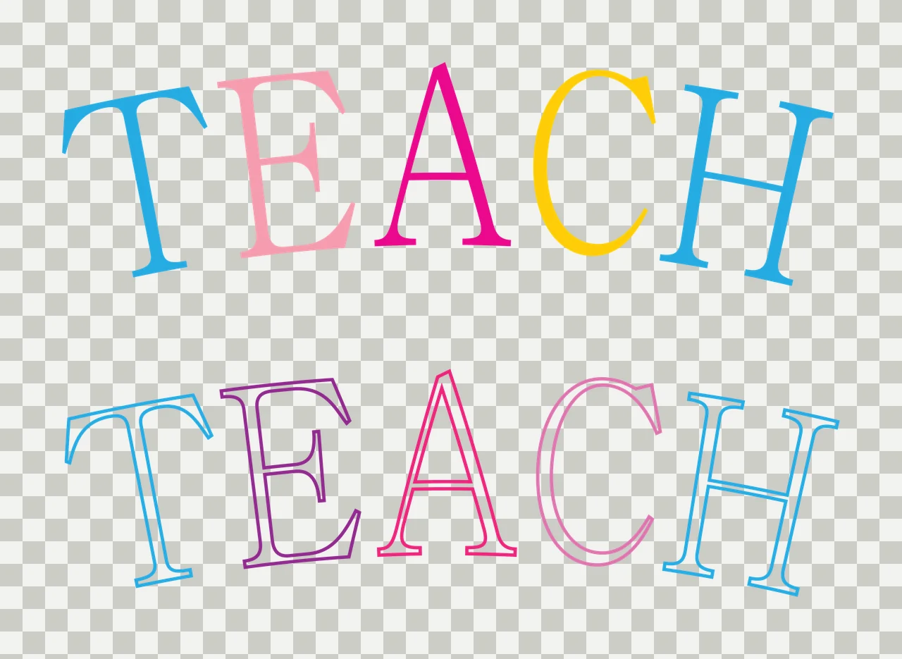 Teach Two Lines Of Black Text Displaying stacked minimalist graphic transparency and detail preview thumbnail