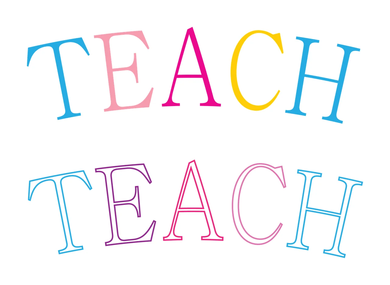 Teach Two Lines Of Black Text Displaying stacked minimalist graphic