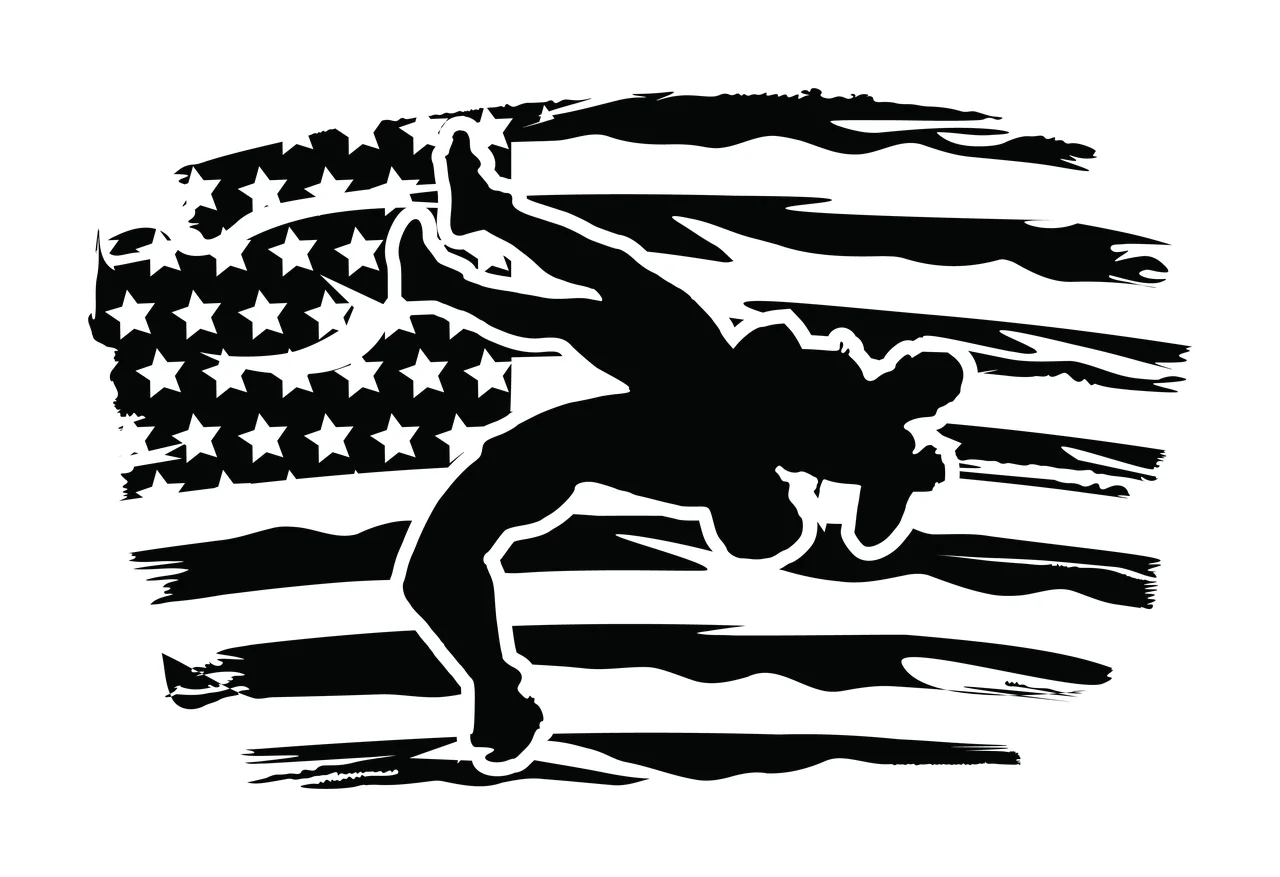 Flag Black Silhouette Of A Person Jumping Over pattern stars