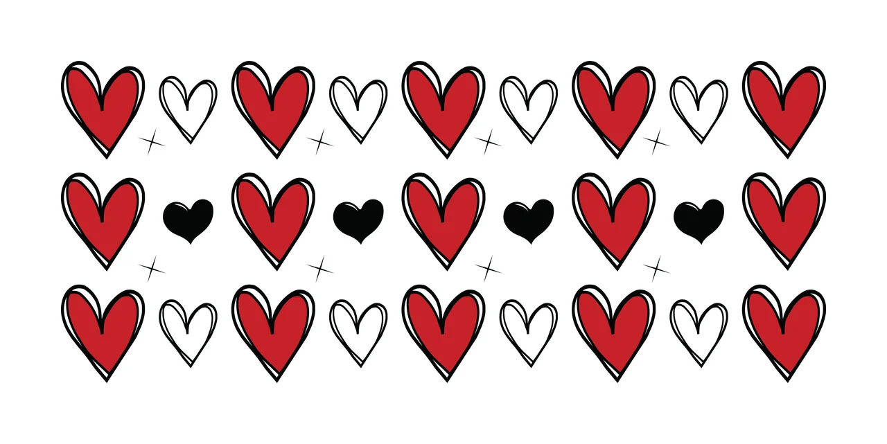 Hearts Can Glass Wrap Heart Shape Collection Monochrome pattern