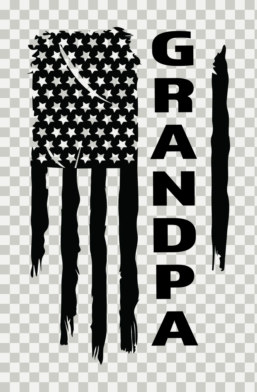Grandpa Flag Distressed Silhouette Text black white typography transparency and detail preview thumbnail