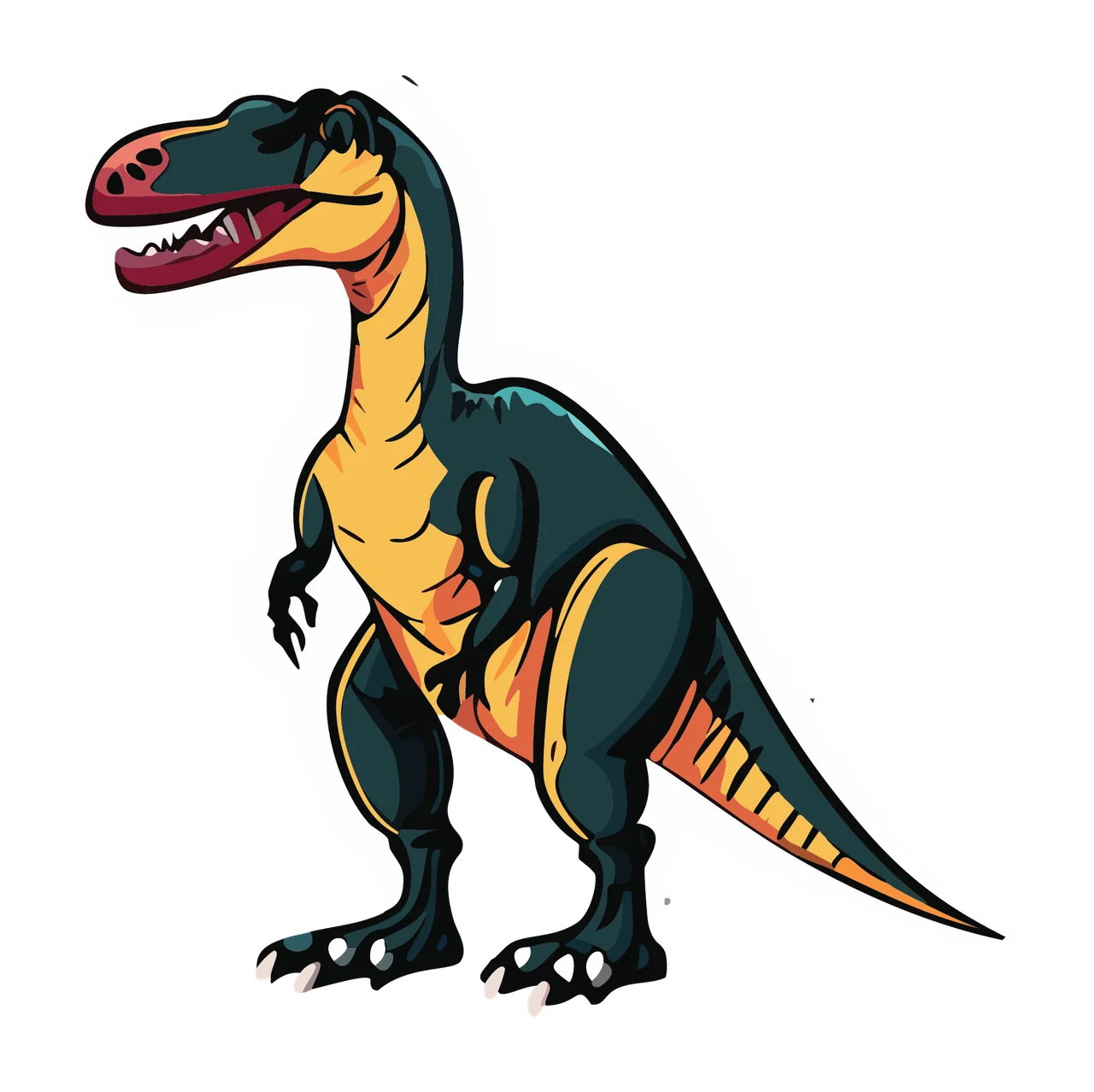 Dinosaur Black Silhouette Of Large standing outline white reptile