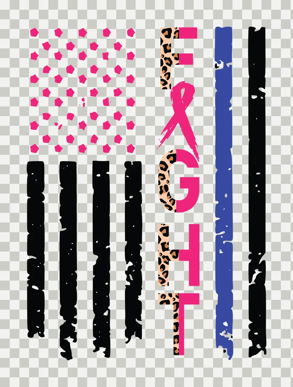 Flag Fight Typography With Vertical Distressed stars stripes transparency and detail preview thumbnail