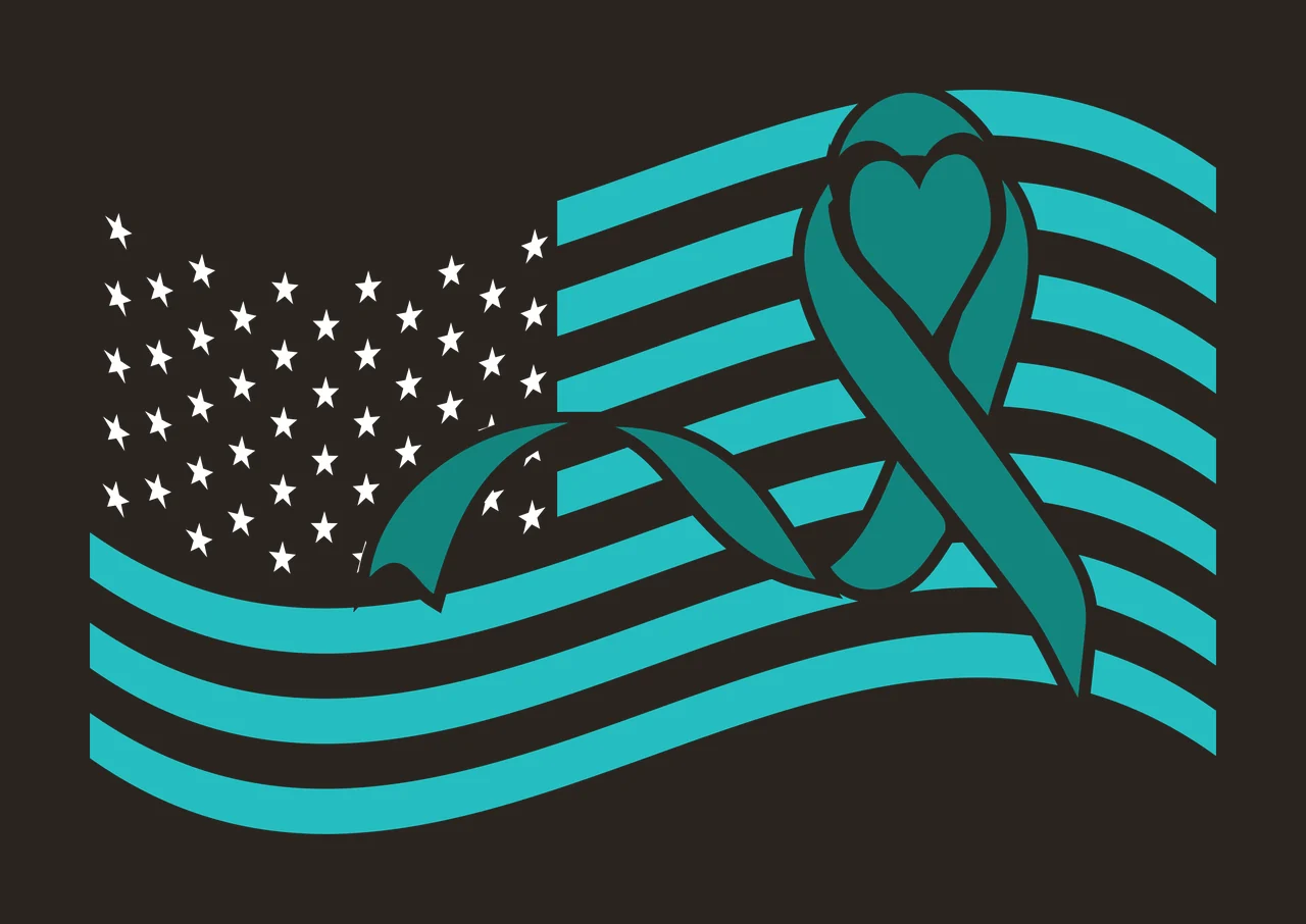 American Flag With Heart Ribbon waving stars stripes black contrast preview thumbnail