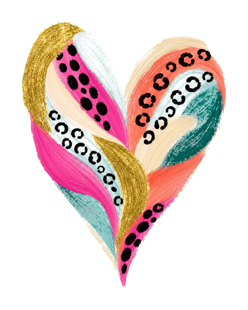 Leopard Heart Boho Brush Stroke sublimation Variation B