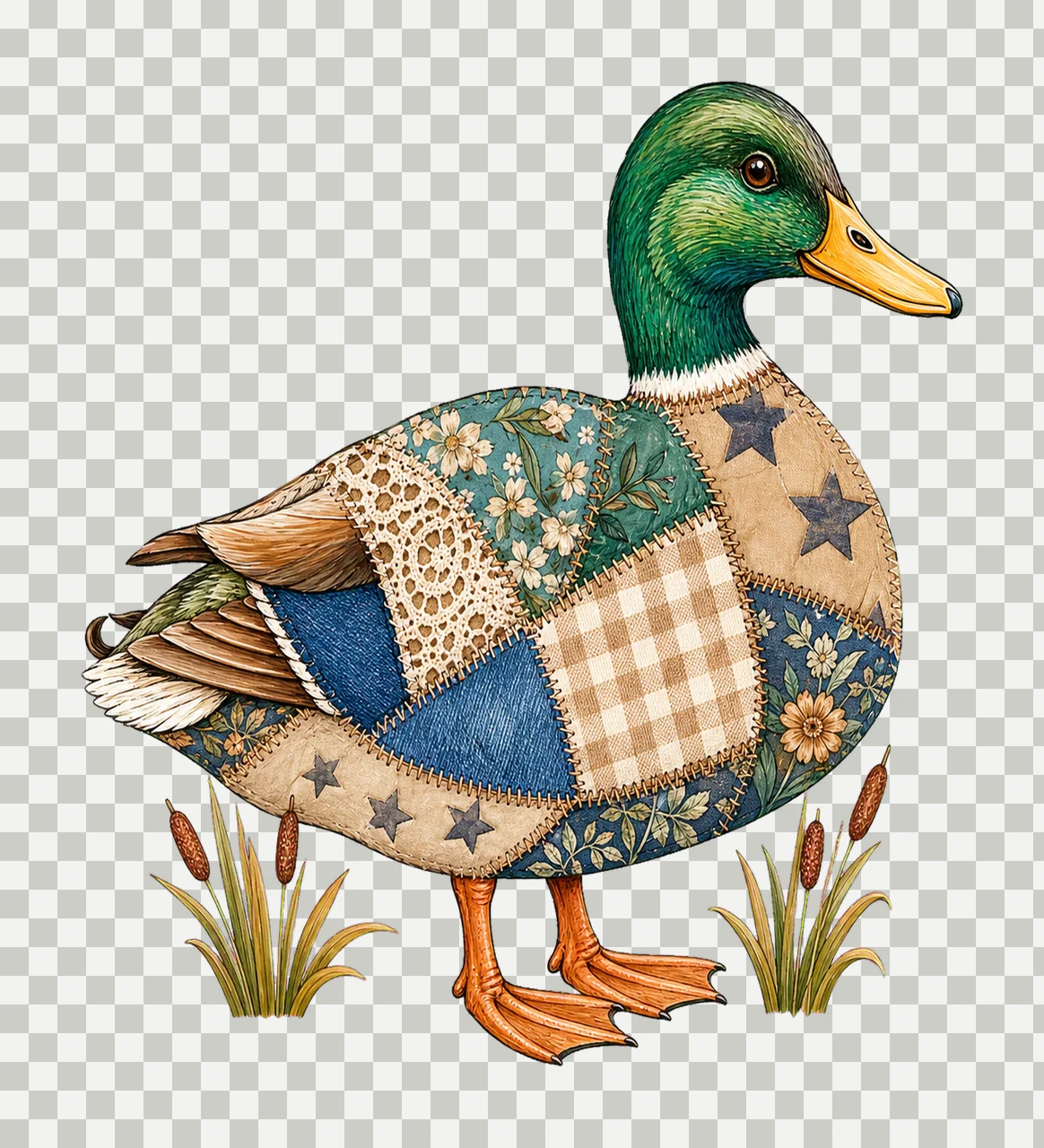Mallard Duck Patchwork Lake Life Sublimation Variation D transparency and detail preview thumbnail