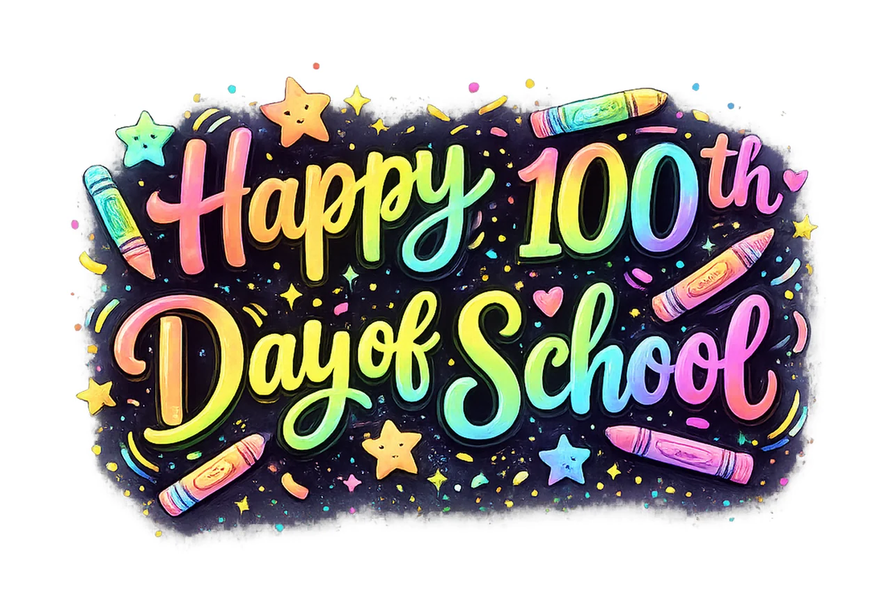 Happy 100 Days of School Teacher Student Kids Digital Design