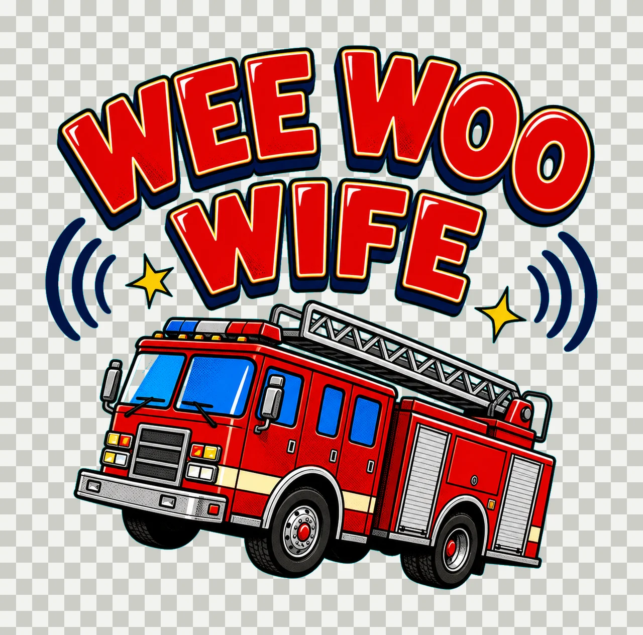 Wee Woo Wife Firefighter Wife Sublimation Design Sound Wave transparency and detail preview thumbnail