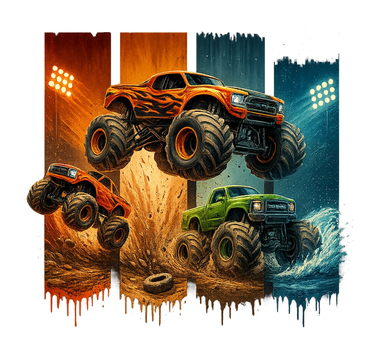 Monster Truck Kids Boy Toddler Colorful Sublimation Shirt