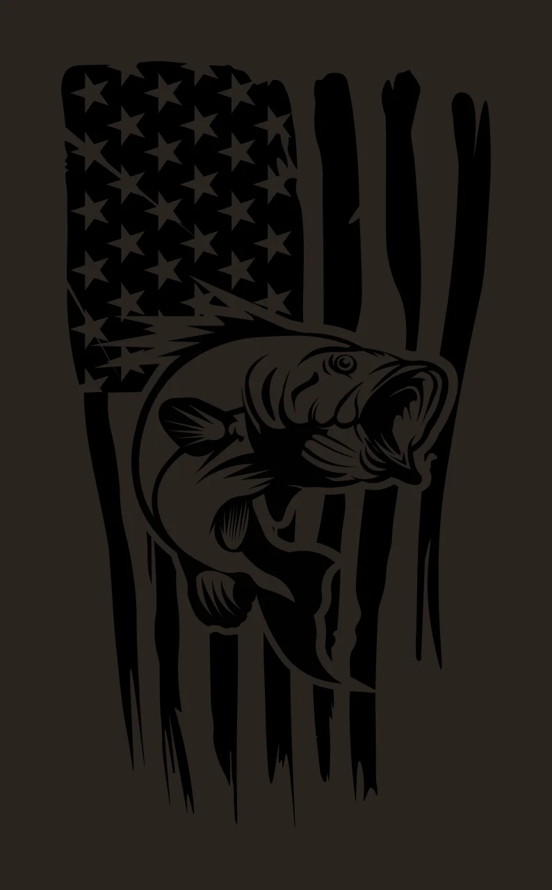 Fish Jumping Before American Flag stars stripes distressed contrast preview thumbnail