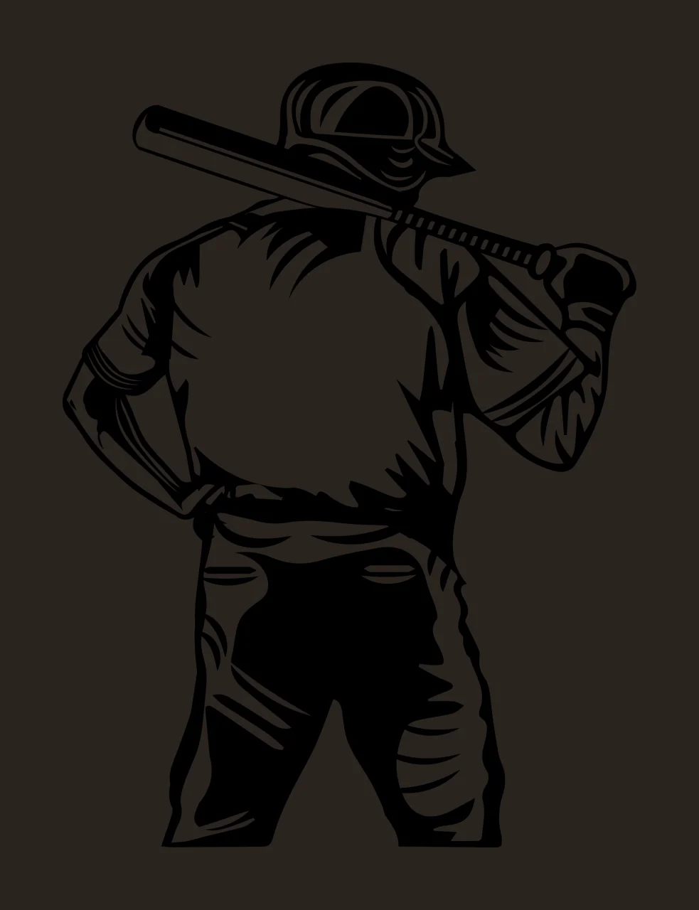 Baseball Player Silhouette Standing With A Bat uniform cap contrast preview thumbnail