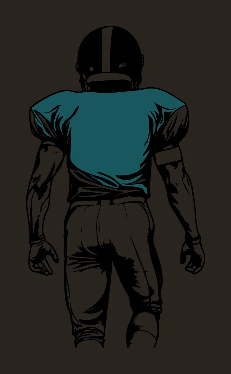 Football Player Back View standing helmet line art black white contrast preview thumbnail