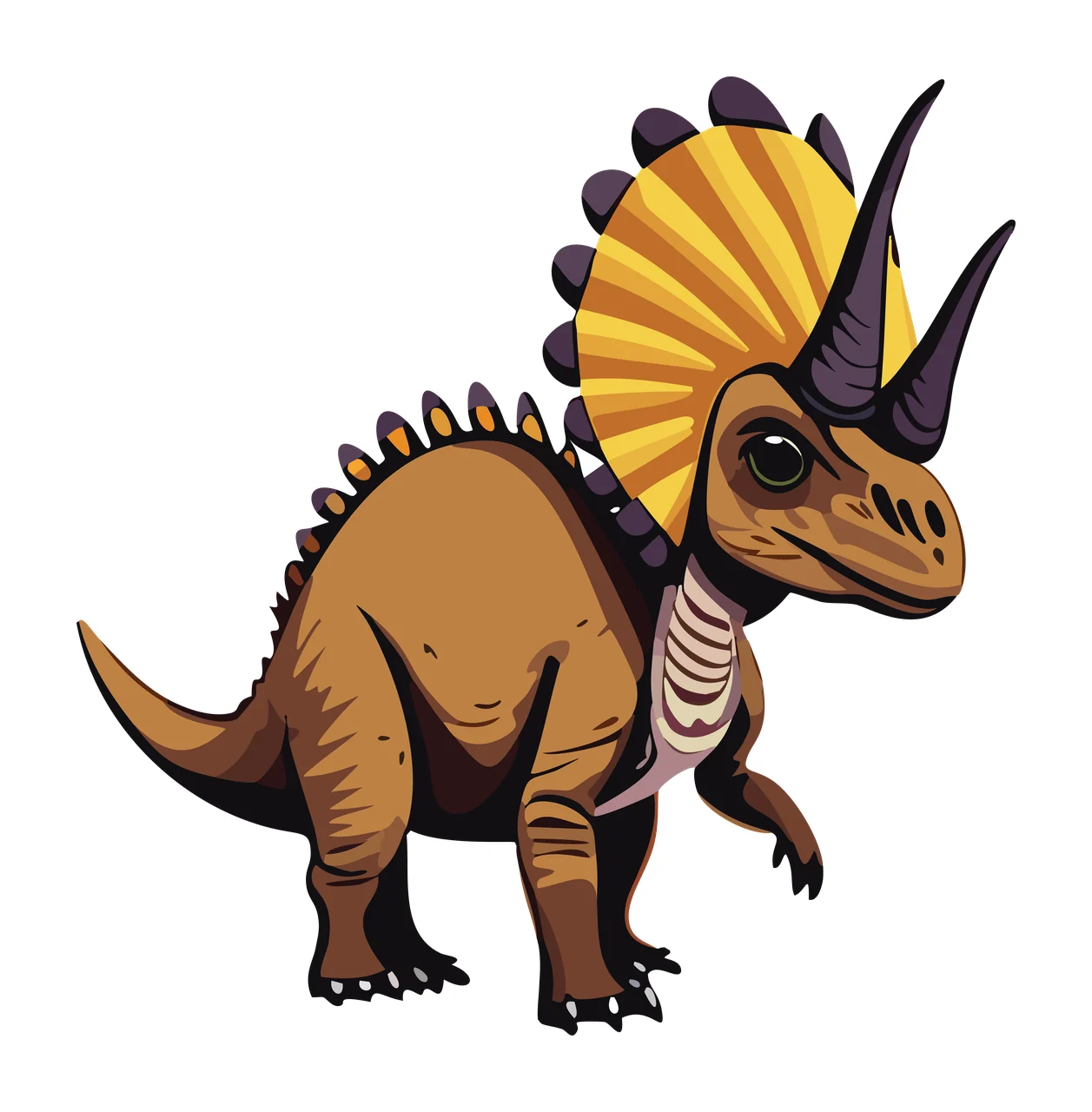 Dinosaur Triceratops Skeleton Silhouette With Frill standing