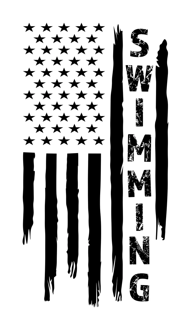 Swimming Flag Vertical Graphic With The Word Written stars