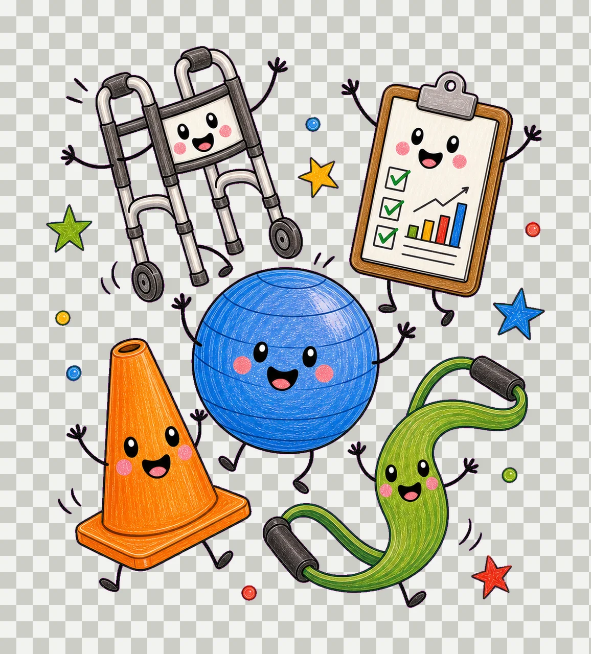 Physical Therapist Doodle Characters Pediatric Variation F transparency and detail preview thumbnail
