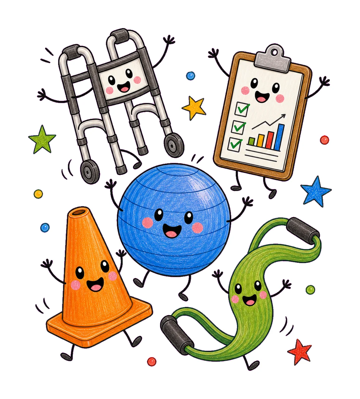 Physical Therapist Doodle Characters Pediatric Variation F