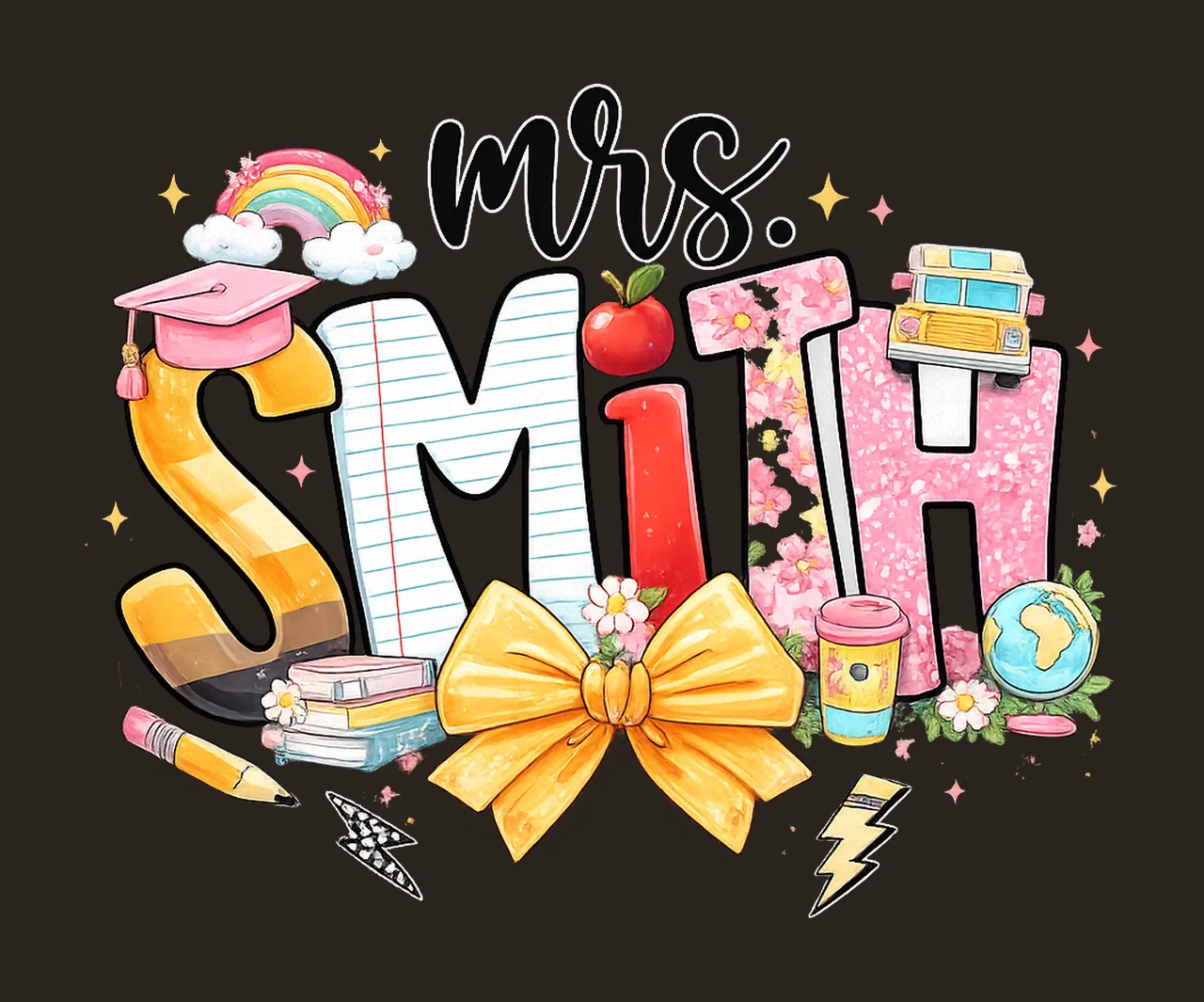 Custom teacher name Retro teacher design Trendy sublimation contrast preview thumbnail