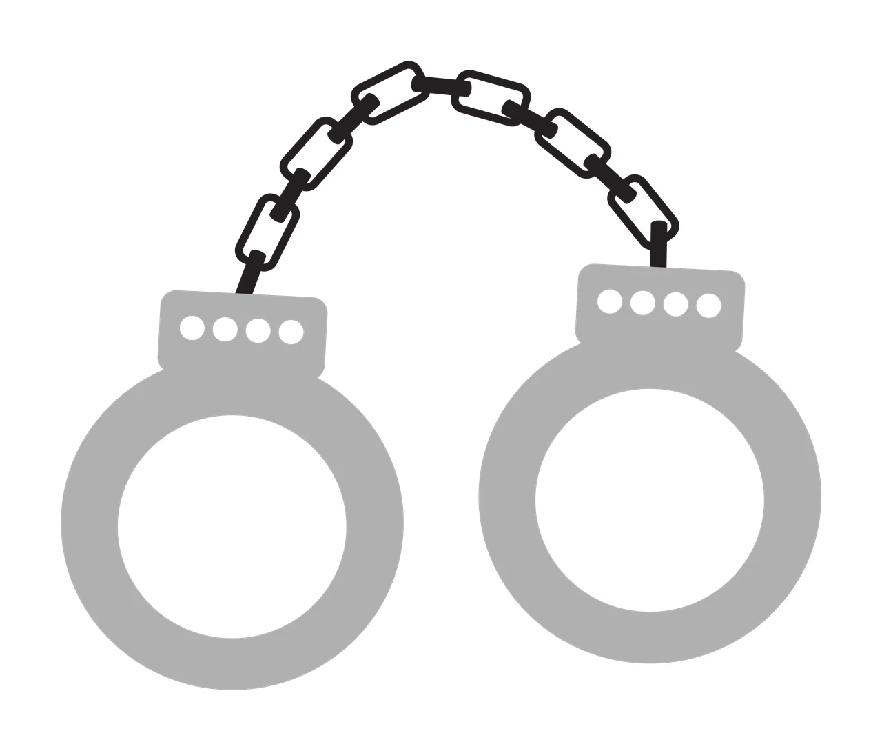 Handcuffs With Metal Chain Links In Black rings white security