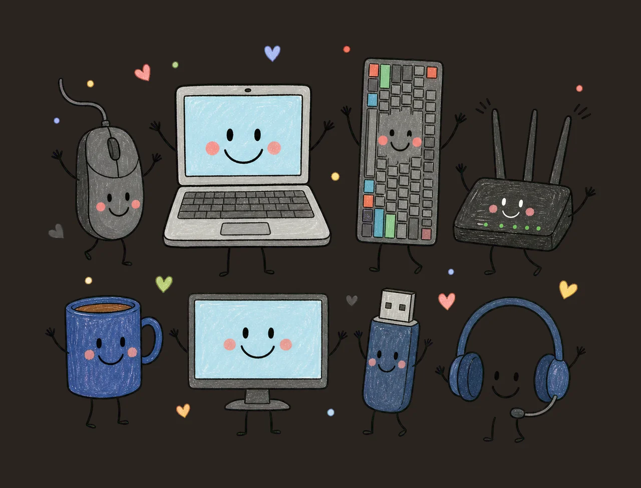 IT Doodle Computer Tech Shirt Design IT Support Variation A contrast preview thumbnail