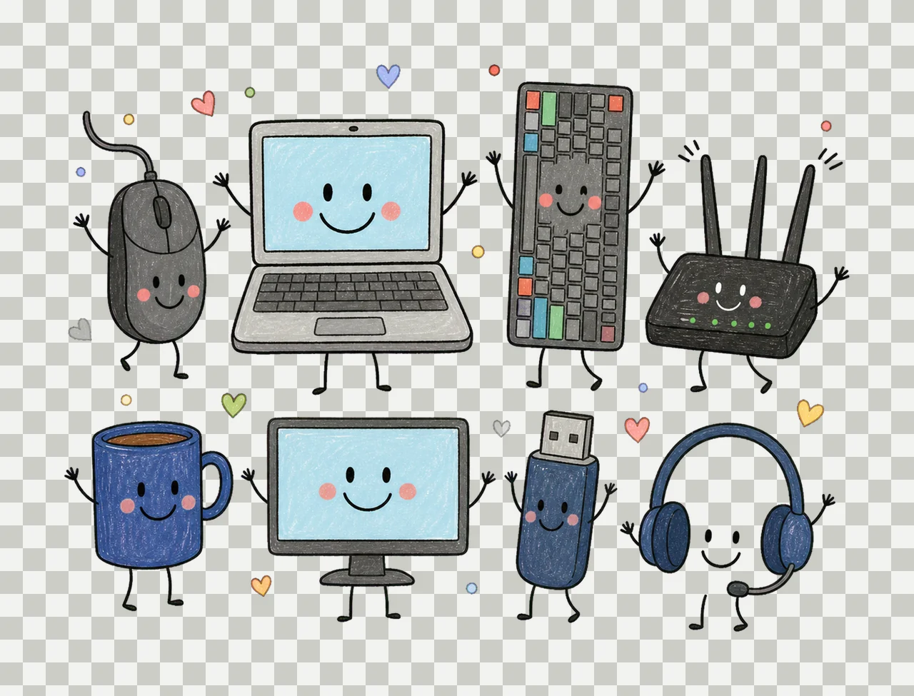 IT Doodle Computer Tech Shirt Design IT Support Variation A transparency and detail preview thumbnail