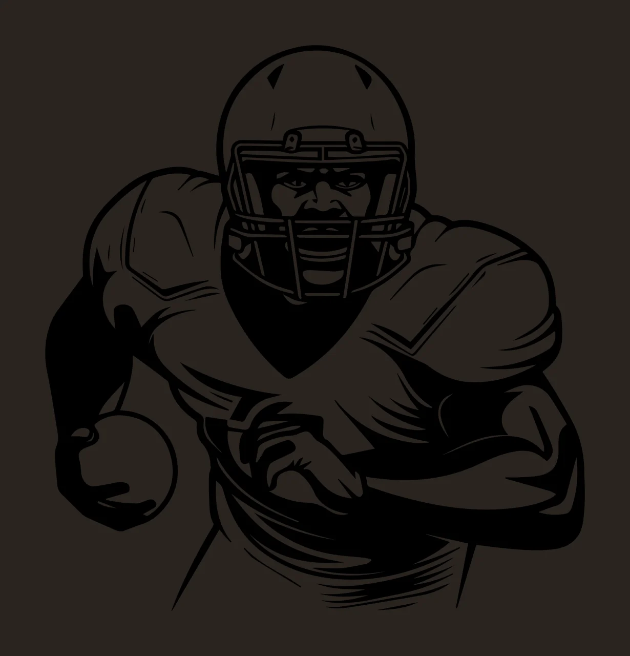 Football Player With Helmet Holding Ball athlete running jersey contrast preview thumbnail