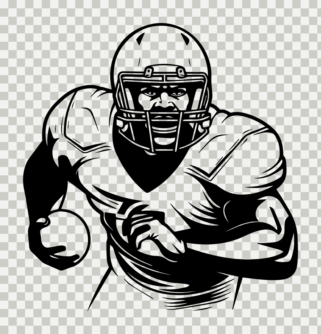 Football Player With Helmet Holding Ball athlete running jersey transparency and detail preview thumbnail