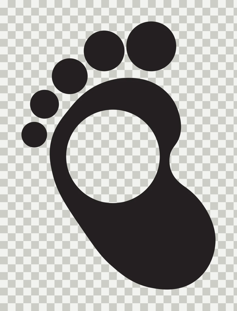Footprint With Hole Icon toes circle flat black white shape transparency and detail preview thumbnail