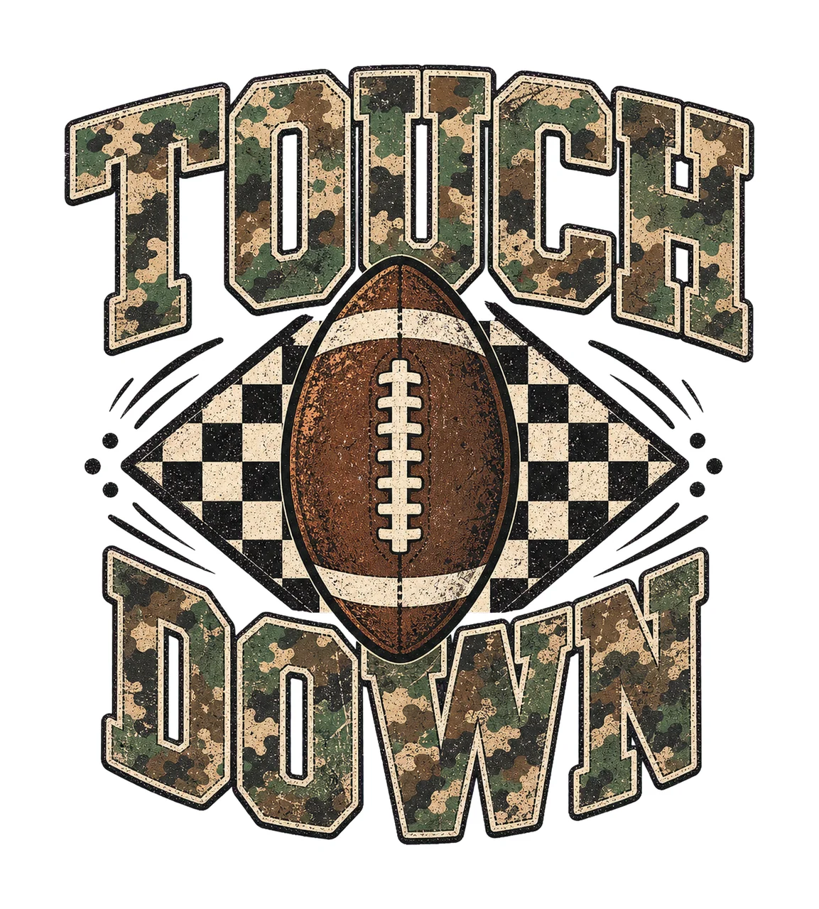 Camo Checkered Football Touchdown Trendy Game Variation A