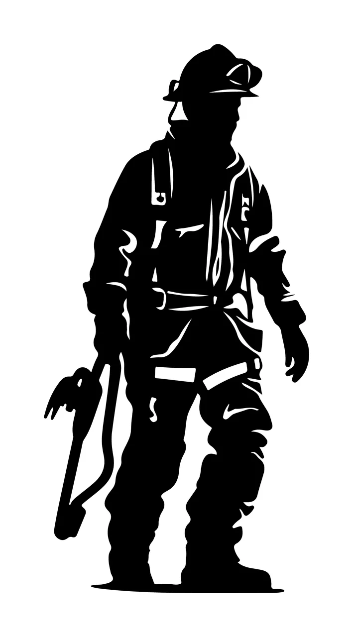Firefighter Black Silhouette Of A Standing helmet protective clothing