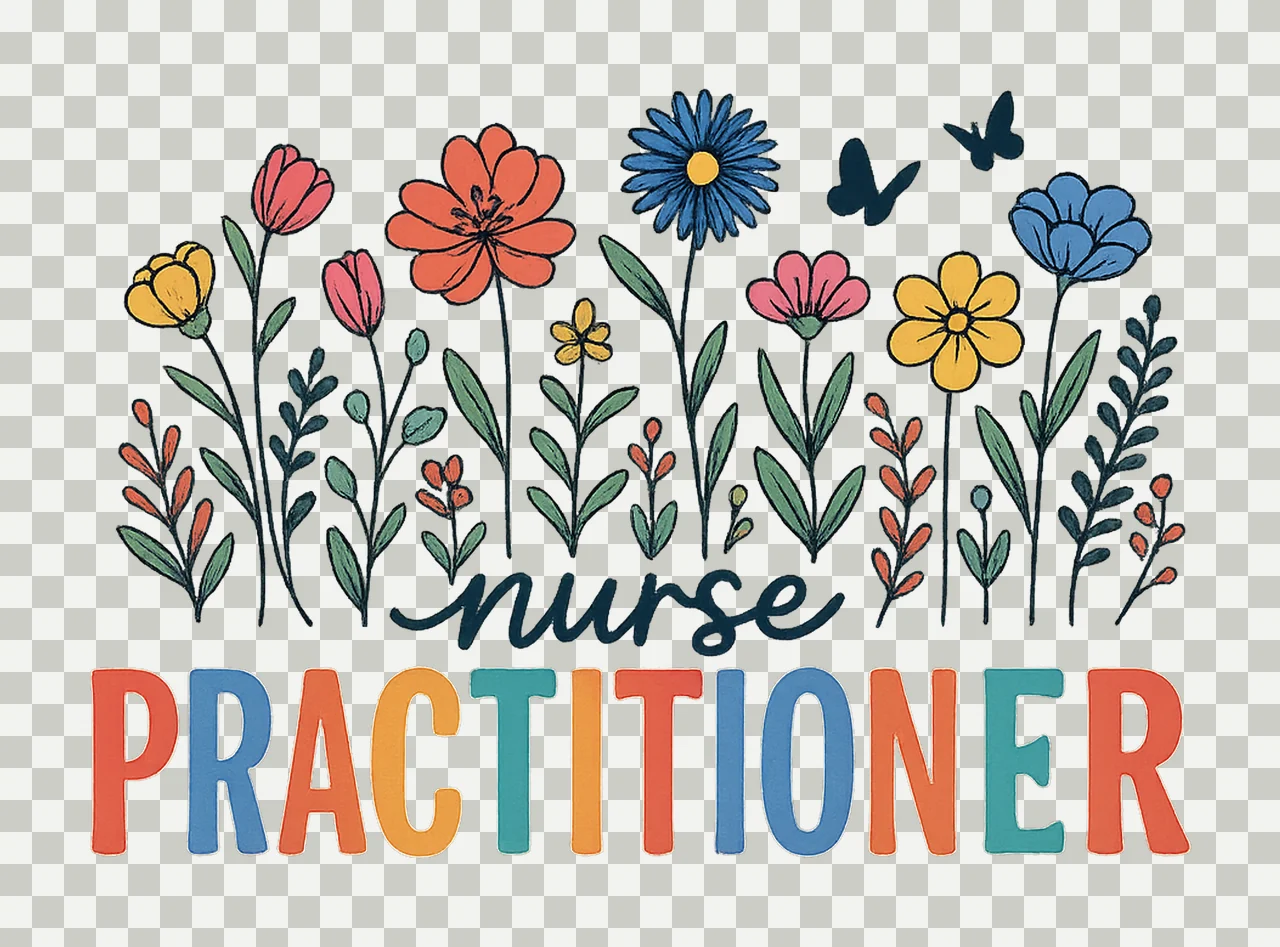 Nurse Practitioner Floral Wildflower Sublimation design Cute transparency and detail preview thumbnail