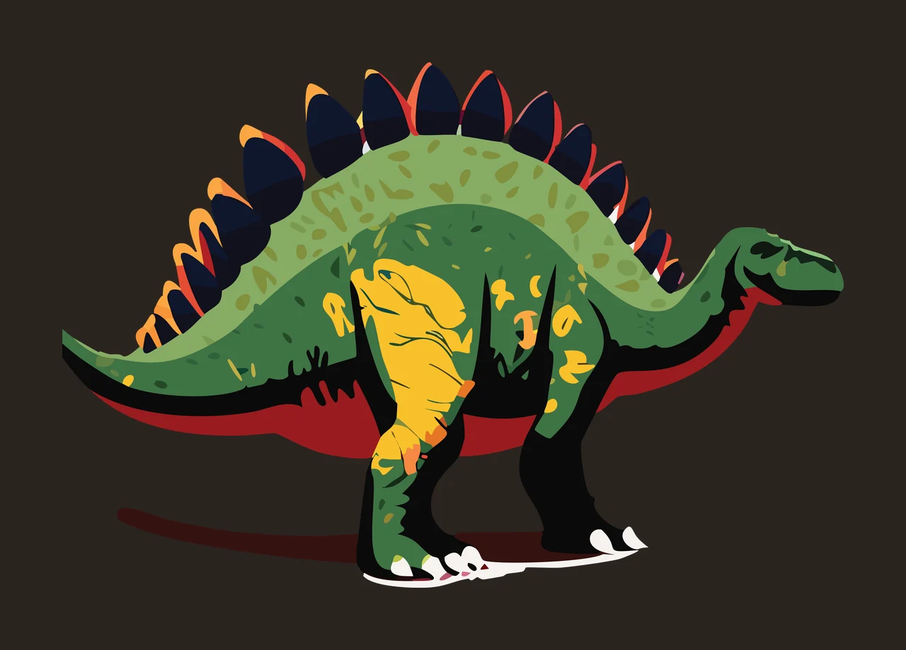Dinosaur Stegosaurus Black Stencil Silhouette standing plates contrast preview thumbnail