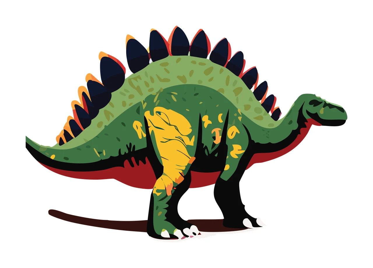 Dinosaur Stegosaurus Black Stencil Silhouette standing plates