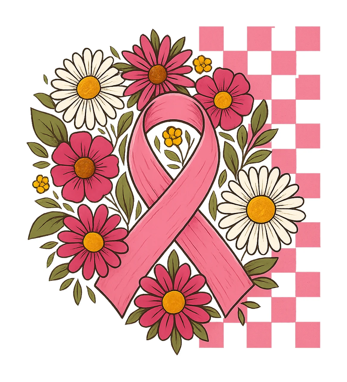 Breast Cancer Awareness Pink Ribbon Support Design Fight
