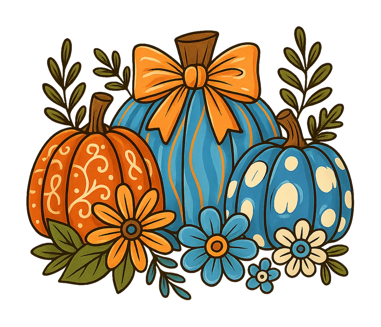 Floral Fall Pumpkin Floral Coquette Autumn Design Girly Fall