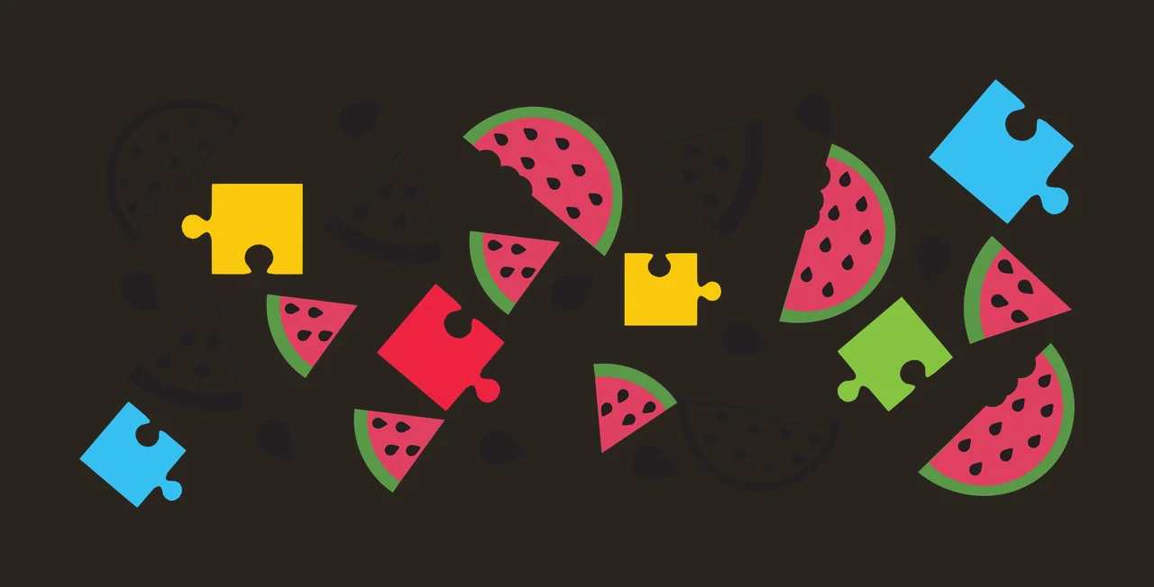 Can Glass Wrap Watermelon Slices And Puzzle Pieces seeds black pattern contrast preview thumbnail