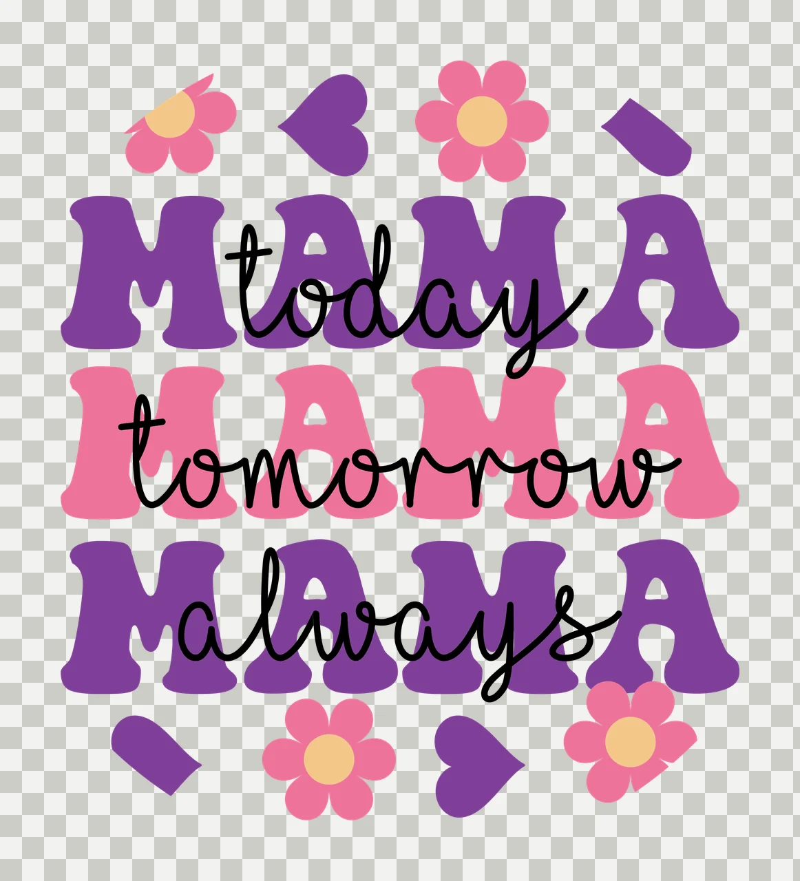 Keychain Mama Today Tomorrow Always Text Design lettering flowers transparency and detail preview thumbnail