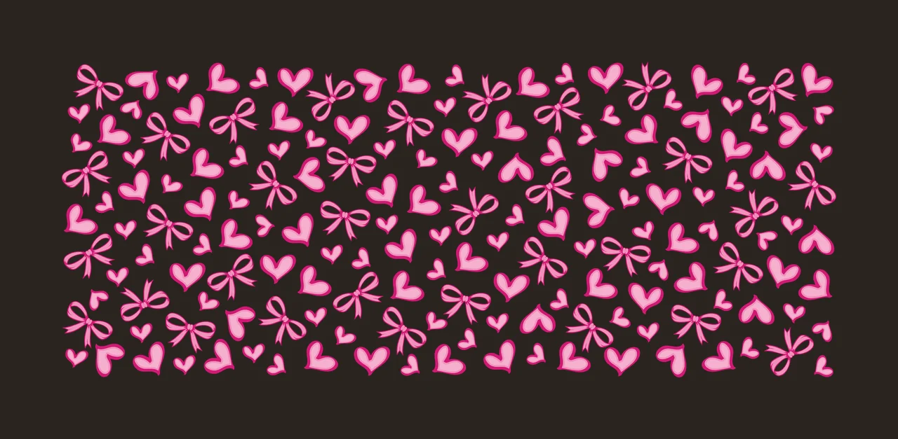 Bow Can Glass Wrap Scattered Hearts And Bows pattern doodle contrast preview thumbnail