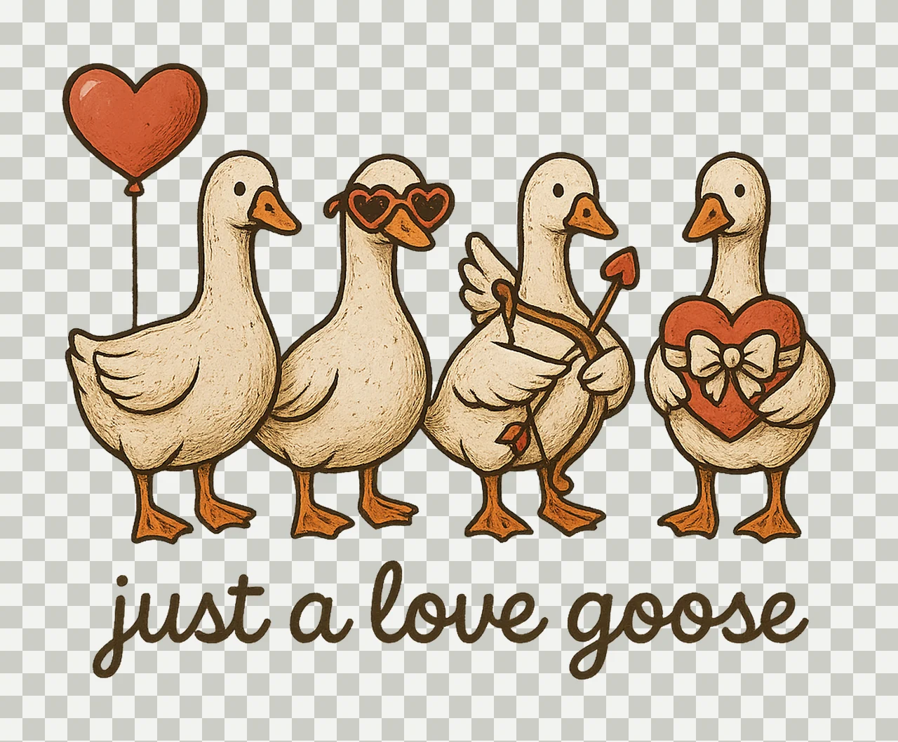 Valentine Goose Cute Cupid Goose Artwork Funny Love Goose transparency and detail preview thumbnail