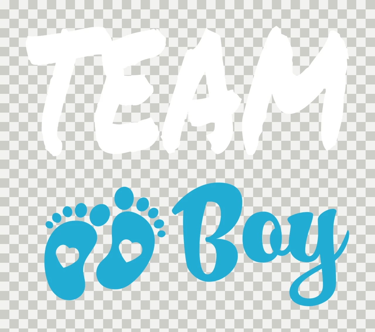 Boy Typography Design with baby footprints, heart cutouts and script text in light blue and white transparency and detail preview thumbnail