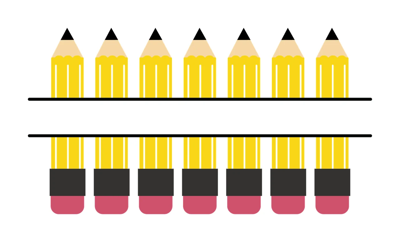 Pencils With Seven And Split Bar erasers stationery row