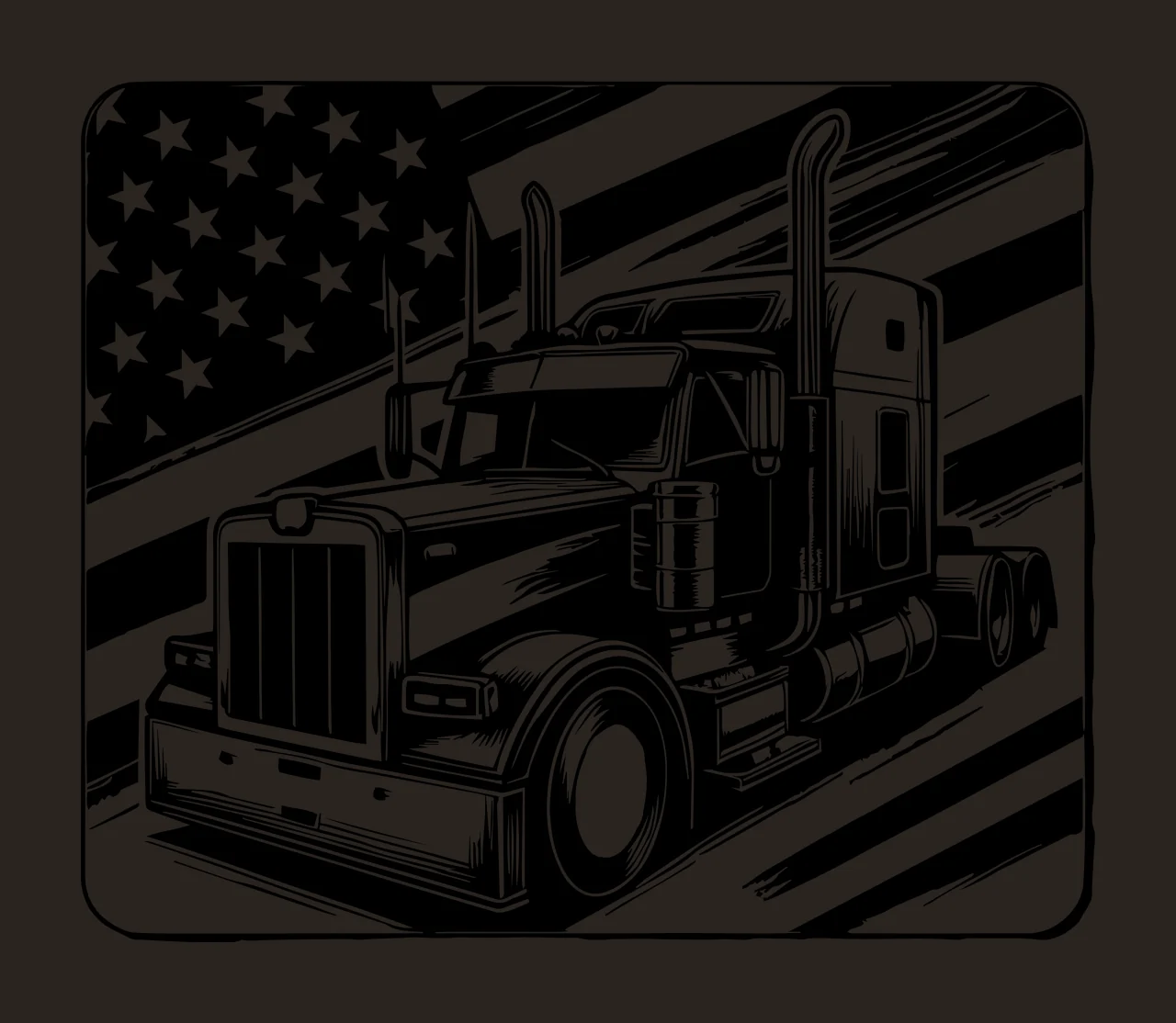Semi Truck Flag Hauling Before American moving exhaust stacks contrast preview thumbnail