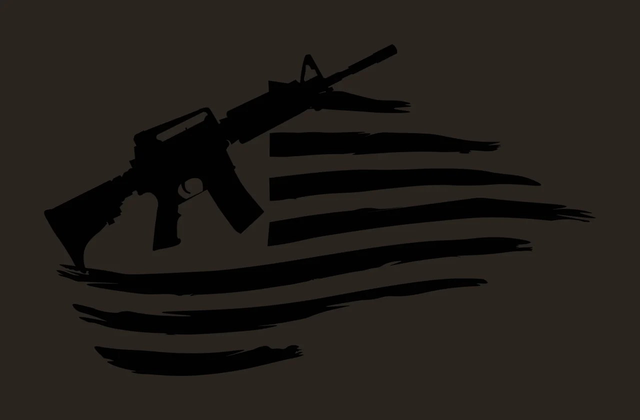 Flag Rifle Silhouette With Stripes and Overlapping firearm contrast preview thumbnail