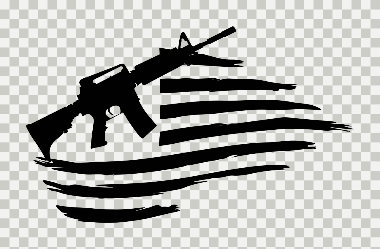 Flag Rifle Silhouette With Stripes and Overlapping firearm transparency and detail preview thumbnail
