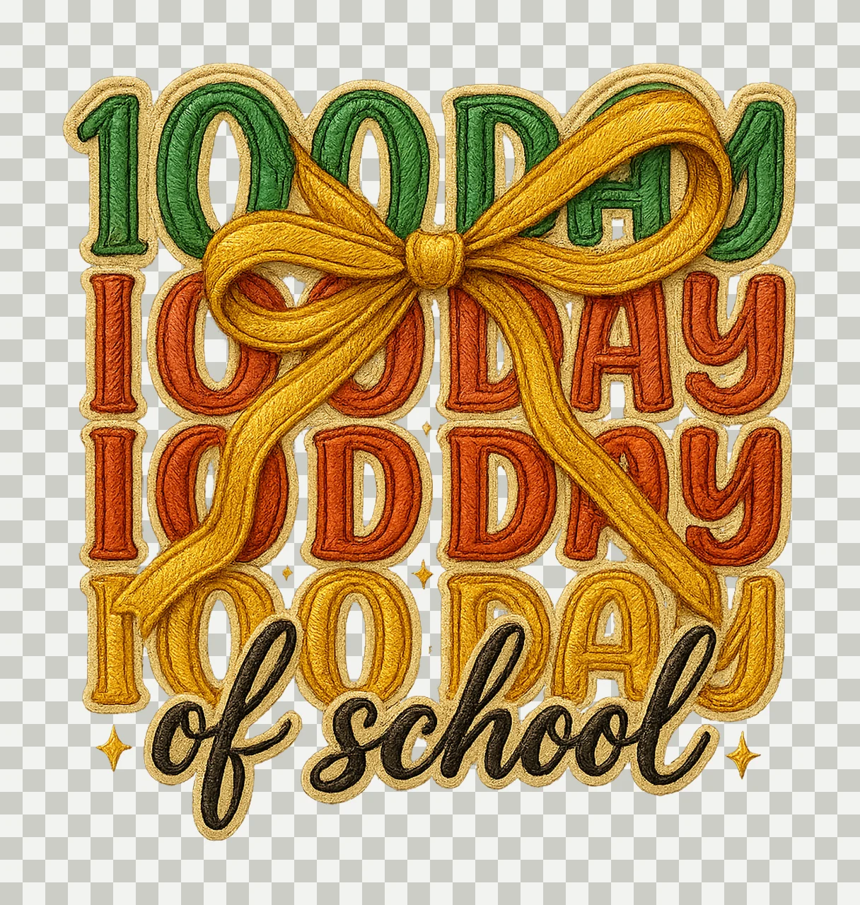 Latch Hook Yarn Crochet Coquette 100 Days Of School Design transparency and detail preview thumbnail