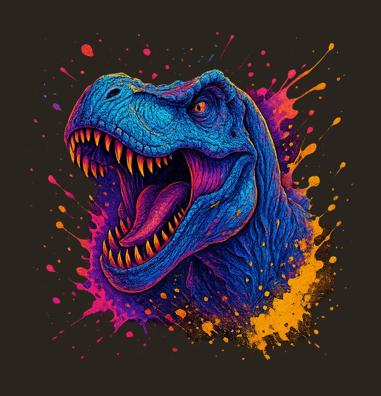 3D Neon Rex Sublimation Design Dinosaur Artwork Colorful Rex contrast preview thumbnail