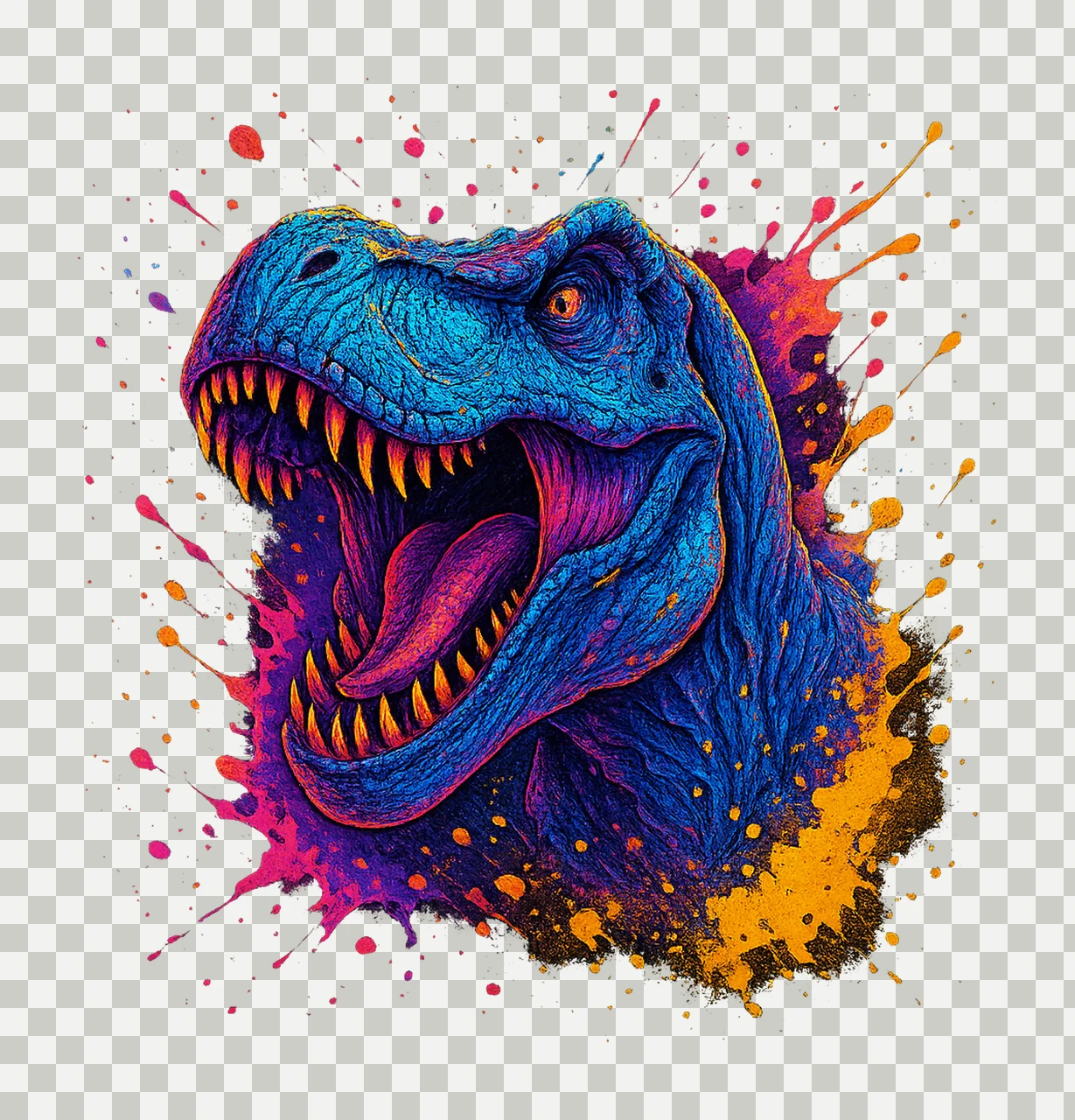 3D Neon Rex Sublimation Design Dinosaur Artwork Colorful Rex transparency and detail preview thumbnail