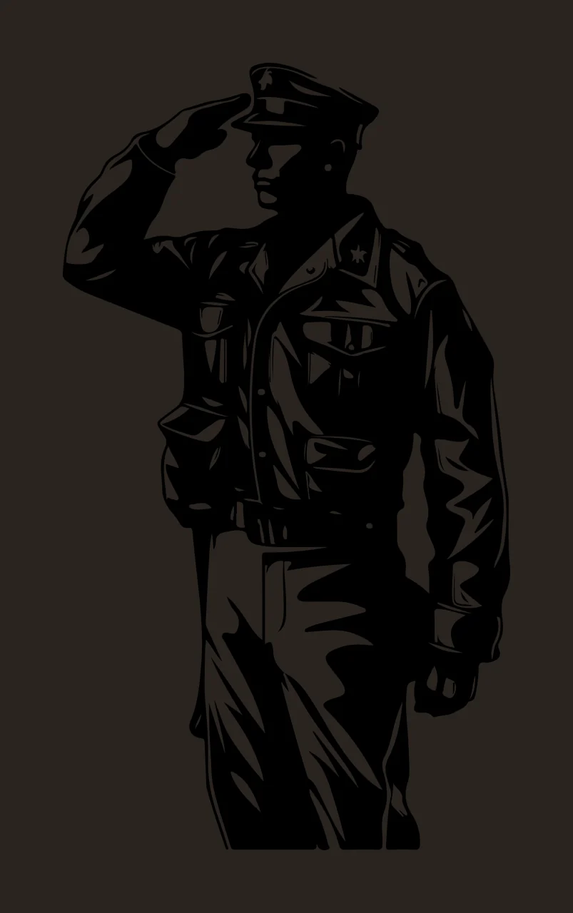 Military Officer Saluting In Uniform Illustration hat jacket contrast preview thumbnail