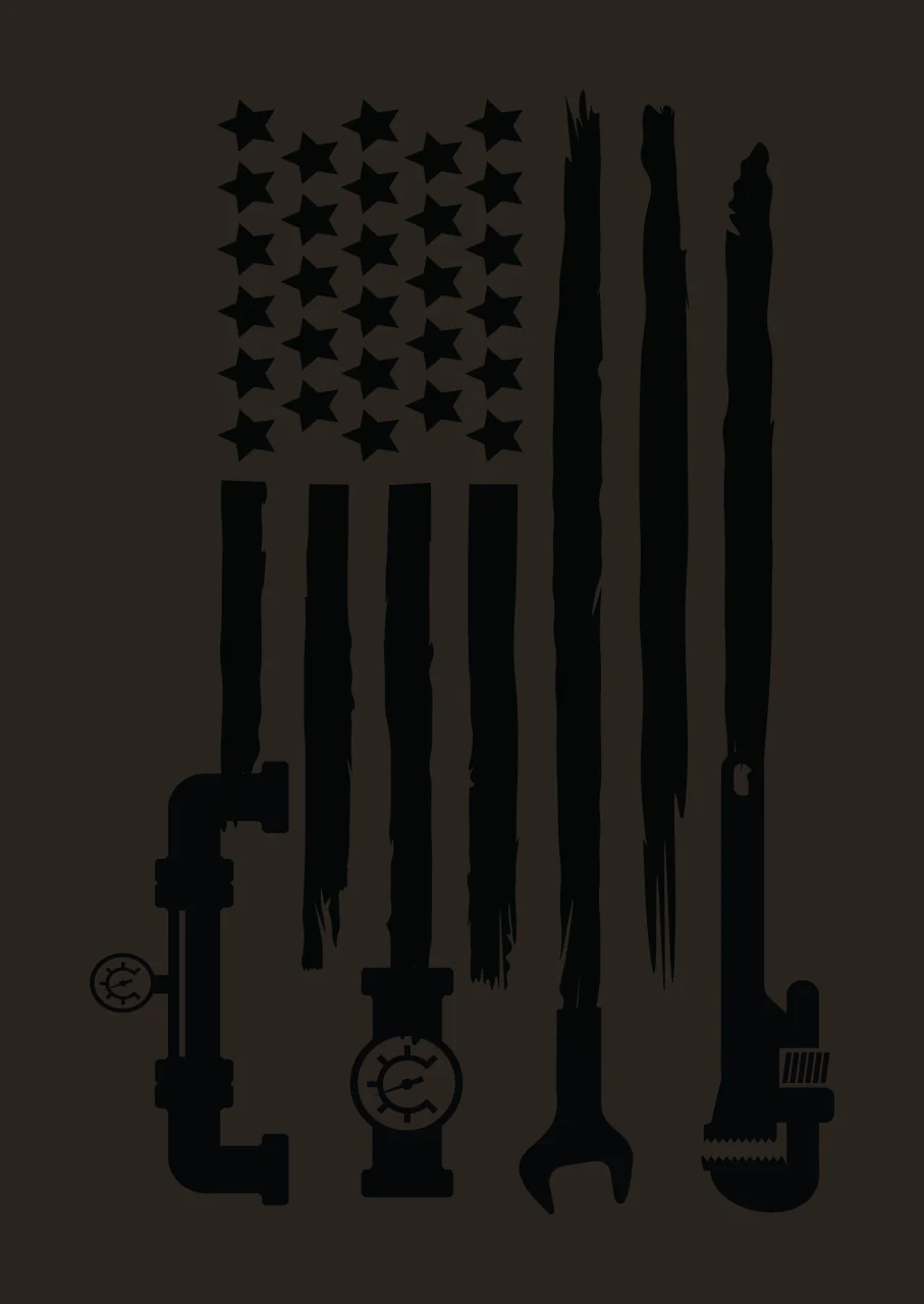 Flag Industrial American Tool Illustration stars pipes wrench contrast preview thumbnail