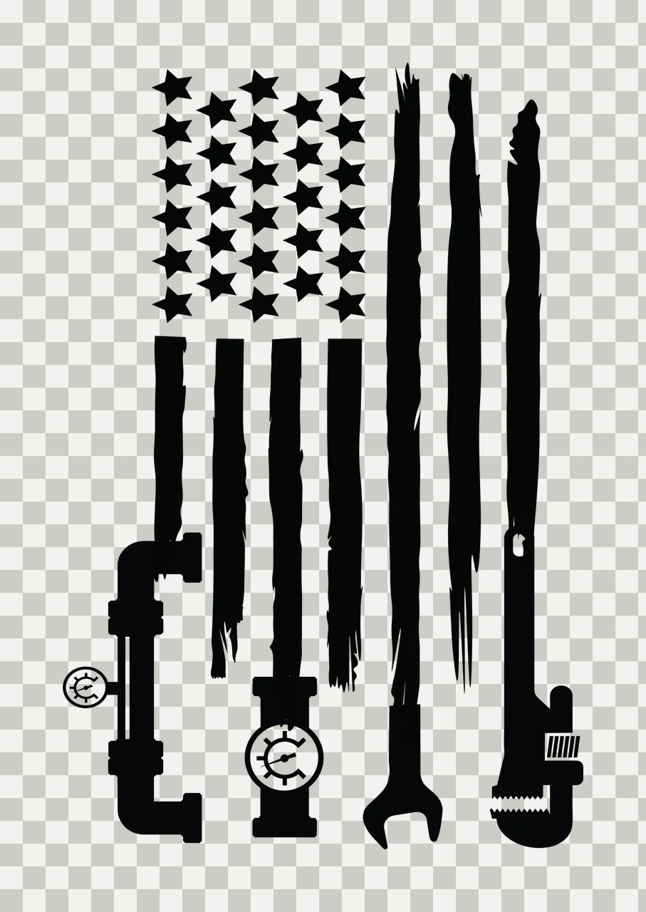 Flag Industrial American Tool Illustration stars pipes wrench transparency and detail preview thumbnail